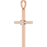 14K Gold Round Natural Diamond Cross Necklace or Pendant – up to 0.015 CTW - Rose Gold - view 3