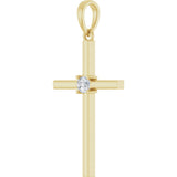 14K Gold Round Natural Diamond Cross Necklace or Pendant – up to 0.015 CTW - Yellow Gold - view 3