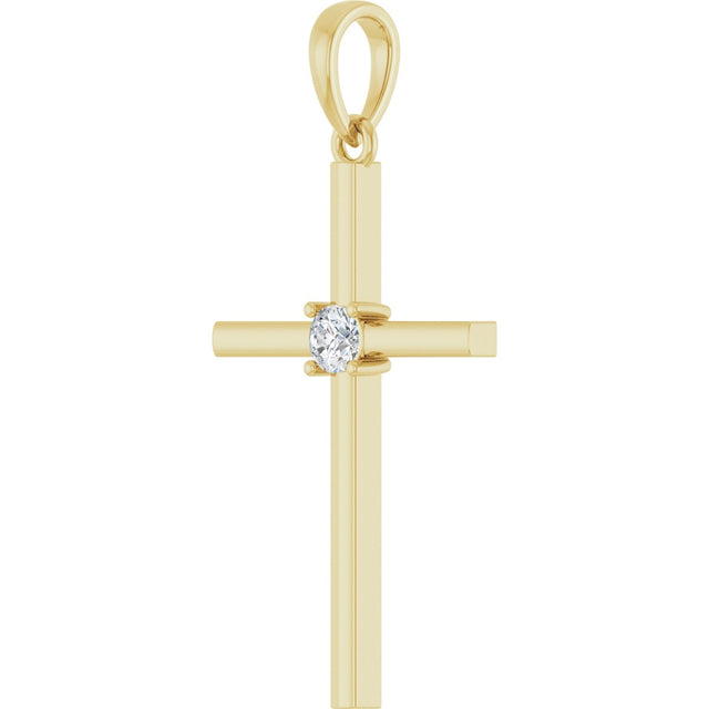 14K Gold Round Natural Diamond Cross Necklace or Pendant – up to 0.015 CTW - Yellow Gold - view 3