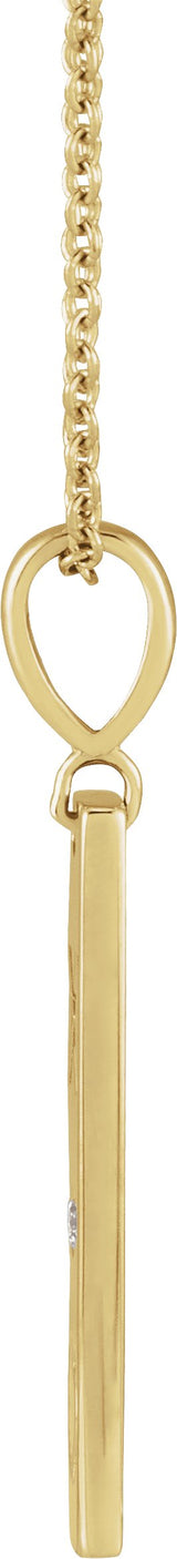 14K Gold Round Natural Diamond Accented XO Bar Necklace or Pendant - Yellow Gold - view 2