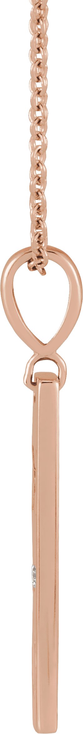 14K Gold Round Natural Diamond Accented XO Bar Necklace or Pendant - Rose Gold - view 2