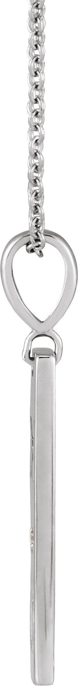 Platinum Round Natural Diamond Accented XO Bar Necklace or Pendant - view 2