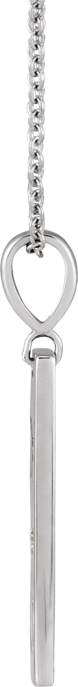 14K Gold Round Natural Diamond Accented XO Bar Necklace or Pendant - White Gold - view 2