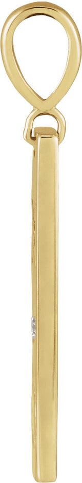 14K Gold Round Natural Diamond Accented XO Bar Necklace or Pendant - Yellow Gold - view 2