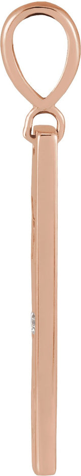 14K Gold Round Natural Diamond Accented XO Bar Necklace or Pendant - Rose Gold - view 2