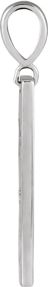 Platinum Round Natural Diamond Accented XO Bar Necklace or Pendant - view 2