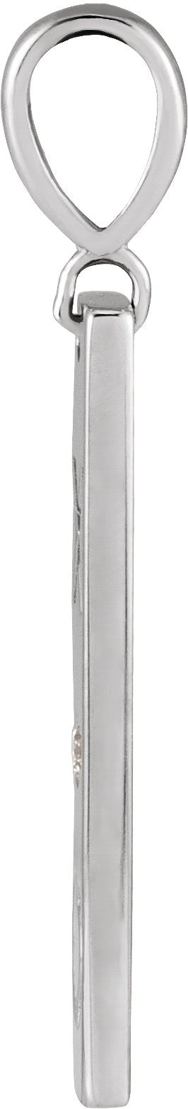14K Gold Round Natural Diamond Accented XO Bar Necklace or Pendant - White Gold - view 2