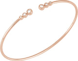 14K Gold Round Natural Diamond Accented Cuff Bracelet – 2.8mm Stones - Rose Gold - view 3