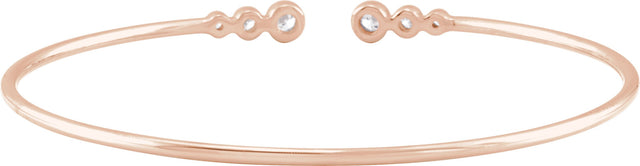 14K Gold Round Natural Diamond Accented Cuff Bracelet – 2.8mm Stones - Rose Gold - view 2
