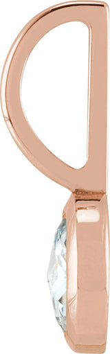 14K Gold Round Natural Diamond Cabochon Pendant - Rose Gold - view 2