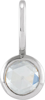 Platinum Round Natural Diamond Cabochon Pendant