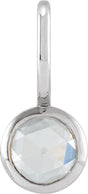 14K Gold Round Natural Diamond Cabochon Pendant - White Gold