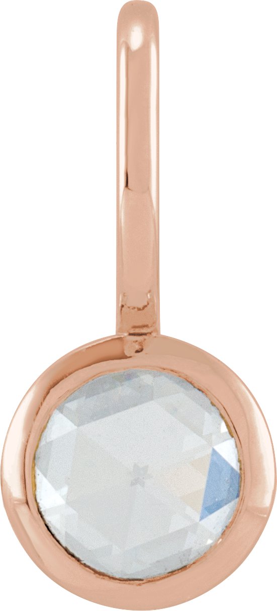 14K Gold Round Natural Diamond Cabochon Pendant - Rose Gold
