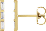 14K Gold Natural Diamond Bar Earrings - Yellow Gold