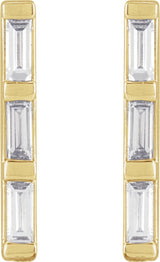 14K Gold Natural Diamond Bar Earrings - Yellow Gold - view 2