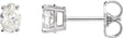 Platinum Natural Diamond Oval 4-Prong Lightweight Stud Earrings