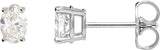 Platinum Natural Diamond Oval 4-Prong Lightweight Stud Earrings