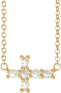 14K Gold Round Natural Diamond Sideways Cross Necklace – 1/8 CTW - Yellow Gold