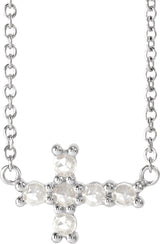 Platinum Round Natural Diamond Sideways Cross Necklace – 1/8 CTW