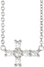 Platinum Round Natural Diamond Sideways Cross Necklace – 1/8 CTW