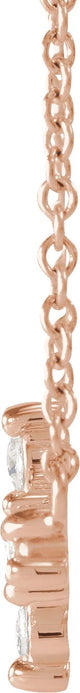 14K Gold Round Natural Diamond Sideways Cross Necklace – 1/8 CTW - Rose Gold - view 2