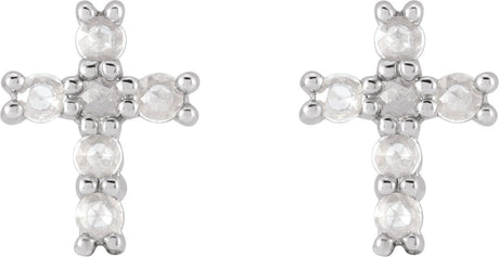 Platinum Round Natural Diamond Cross Earrings – 2mm Stones - view 2