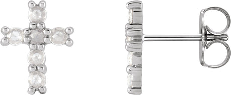 Platinum Round Natural Diamond Cross Earrings – 2mm Stones