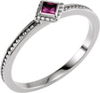 14K Gold Square Natural Amethyst Family Stackable Ring – 2.5x2.5mm - White Gold