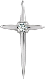 14K Gold Round Natural Diamond Solitaire Cross Pendant