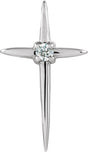 14K Gold Round Natural Diamond Solitaire Cross Pendant