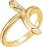 14K Gold Round Natural Diamond Accented Cross Ring – 1mm Stones - Yellow Gold