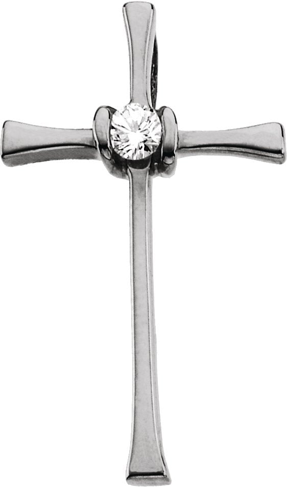 14K Gold Round Natural Diamond Solitaire Cross Pendant – 0.05 CTW