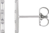 Platinum Natural Diamond Bar Earrings