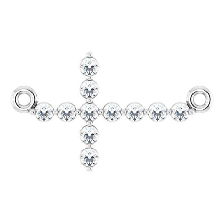 Platinum Round Natural Diamond Sideways Cross Necklace – 23.23x15mm