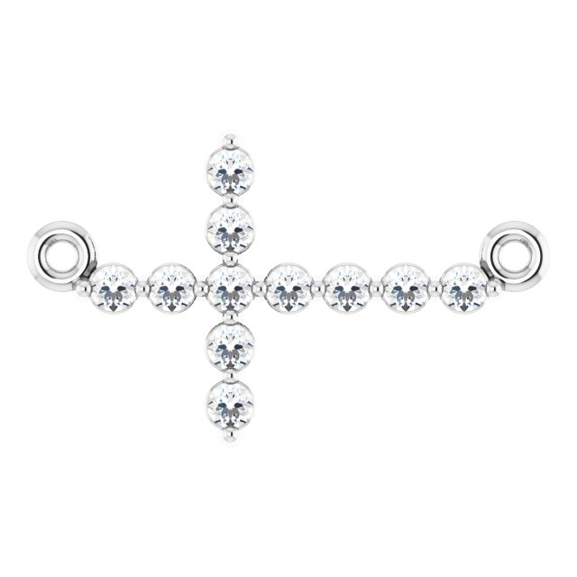 Platinum Round Natural Diamond Sideways Cross Necklace – 23.23x15mm