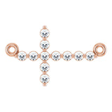 14K Gold Round Natural Diamond Sideways Cross Necklace – 23.23x15mm - Rose Gold