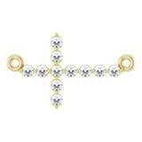14K Gold Round Natural Diamond Sideways Cross Necklace – 23.23x15mm - Yellow Gold