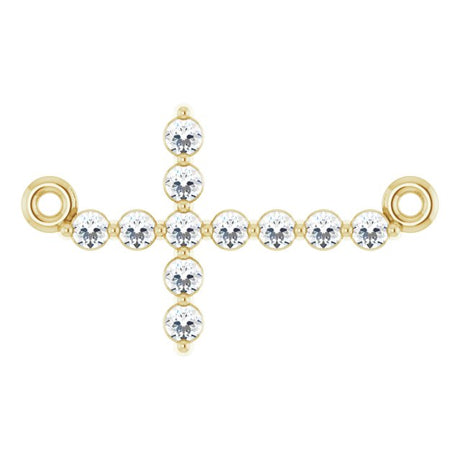 14K Gold Round Natural Diamond Sideways Cross Necklace – 23.23x15mm - Yellow Gold