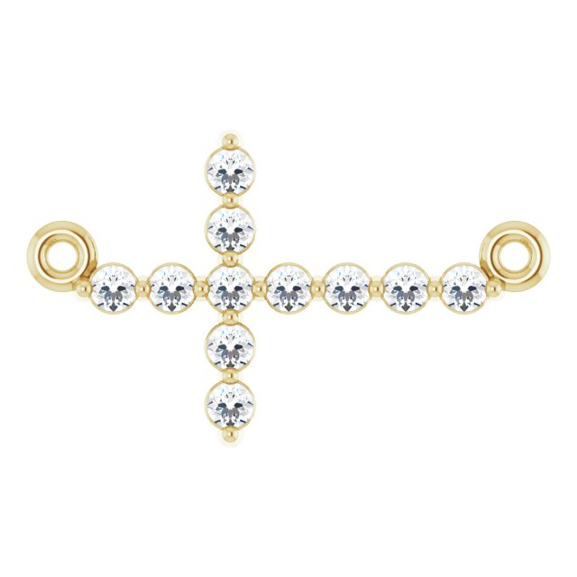 14K Gold Round Natural Diamond Sideways Cross Necklace – 23.23x15mm - Yellow Gold