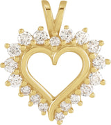 14K Gold Round Natural Diamond Heart Pendant – 1/2 CTW