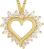 14K Gold Round Natural Diamond Heart Pendant – 1/2 CTW