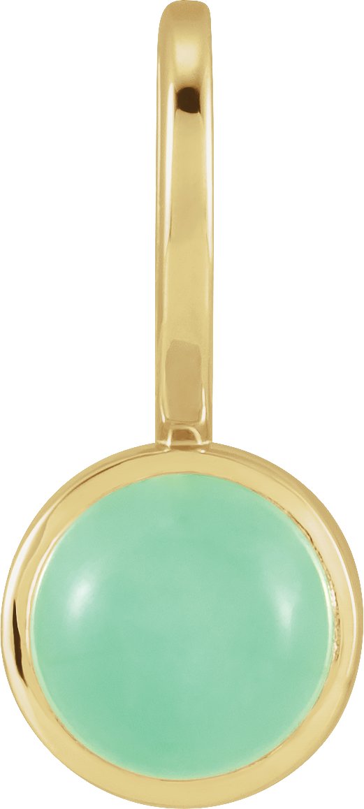 14K Gold Round Natural Chrysoprase Cabochon Pendant - Yellow Gold