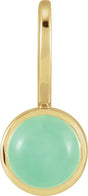 14K Gold Round Natural Chrysoprase Cabochon Pendant - Yellow Gold