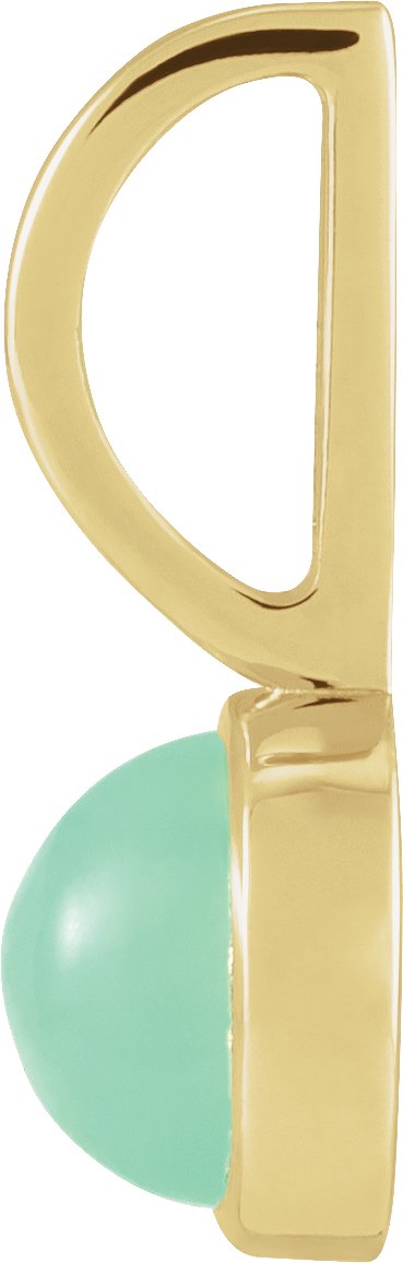 14K Gold Round Natural Chrysoprase Cabochon Pendant - Yellow Gold - view 2