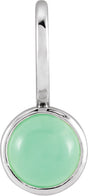 Platinum Round Natural Chrysoprase Cabochon Pendant
