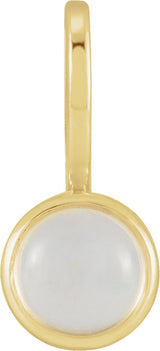 14K Gold Round Natural Rainbow Moonstone Cabochon Pendant - Yellow Gold