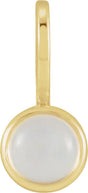 14K Gold Round Natural Rainbow Moonstone Cabochon Pendant - Yellow Gold