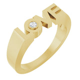 14K Gold Round Natural Diamond Love Ring - Yellow Gold