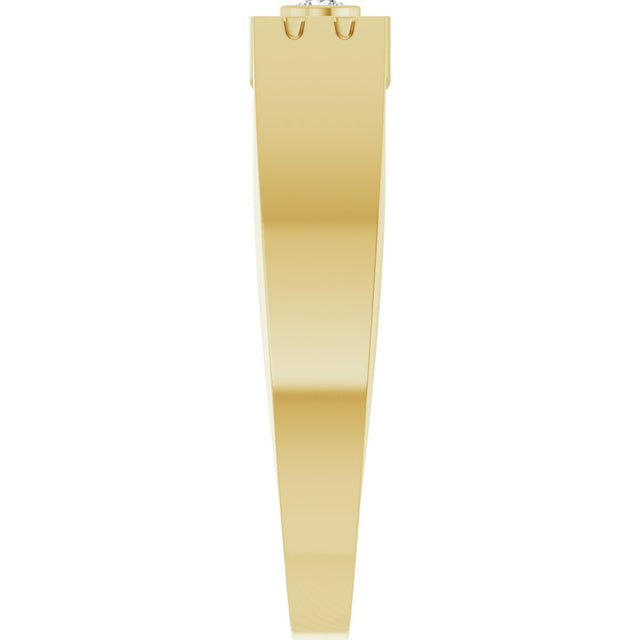 14K Gold Round Natural Diamond Love Ring - Yellow Gold - view 4