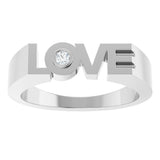 14K Gold Round Natural Diamond Love Ring - White Gold - view 3